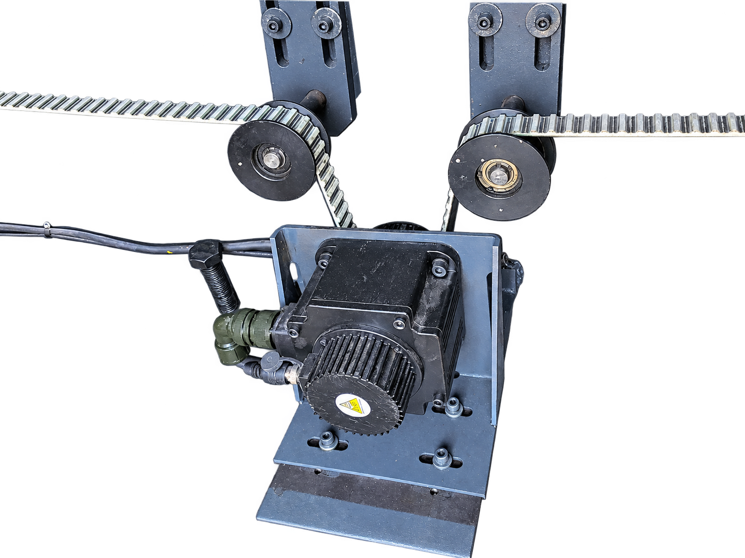 Rear view of press brake drive and positioning screw
