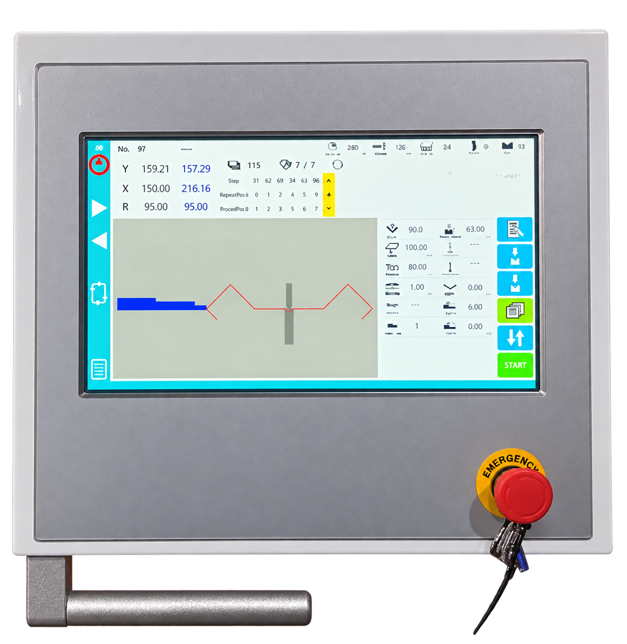 CNC graphical touchscreen controller isolated from its background